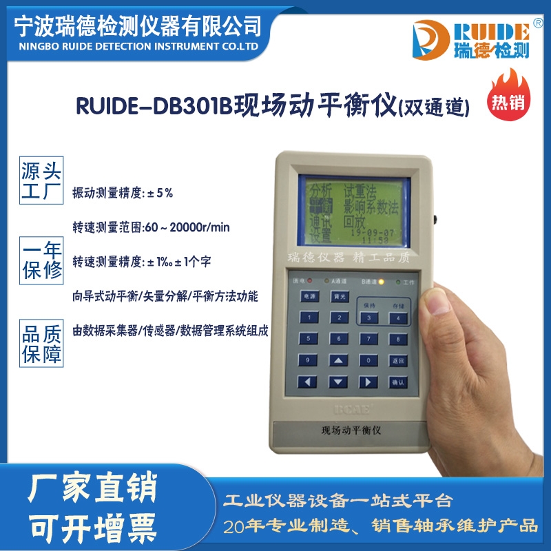 瑞德供应 RUIDE-DB301B数显式双通道现场动平衡仪